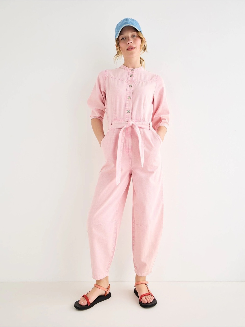 OLIVER BONAS Pink Utility Jumpsuit with Tie Waist